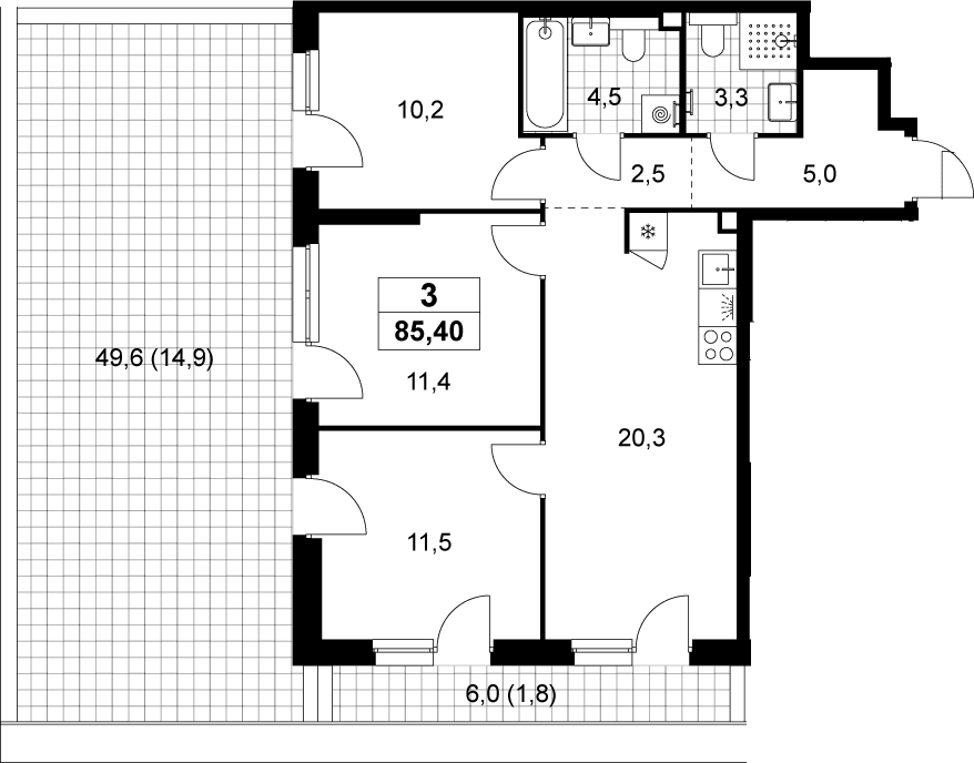 Планировка: Квартира евро-4 68,7 м² в ЖК «Деснаречье»