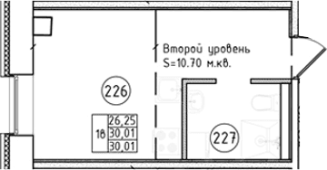 Планировка: Студия 30 м² в ЖК «Апарт-отель Фомин»