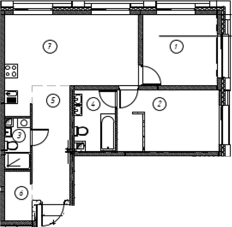 Планировка: Квартира 67,9 м² в ЖК «Ориент Экспресс»