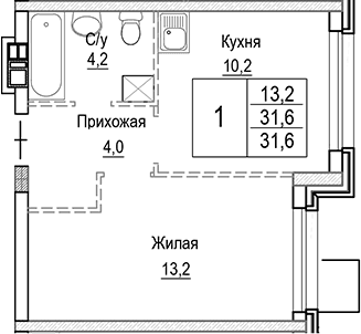 1-комнатная квартира