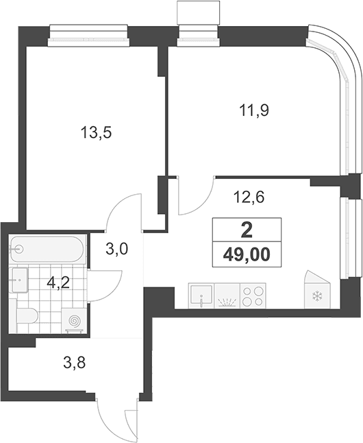 2-комнатная квартира