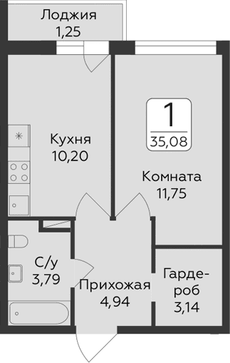 1-комнатная квартира