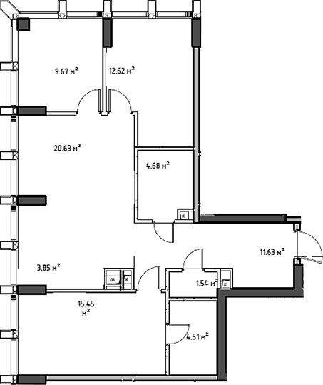 Планировка: Квартира евро-4 85,7 м² в ЖК «Мод»