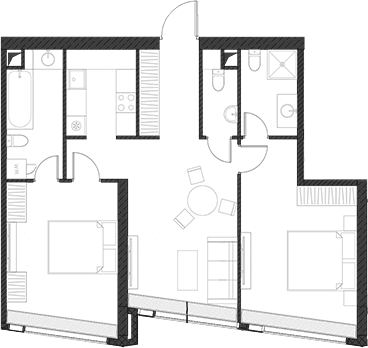 Планировка: Квартира 77,3 м² в ЖК «Дом Дау»