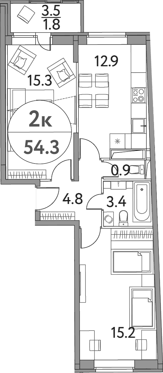 2-комнатная квартира
