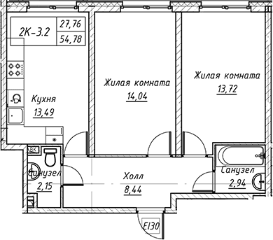 2-комнатная квартира