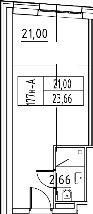 Планировка: Студия 23,7 м² в ЖК «ЙЕС Лидер»