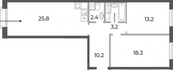 Планировка: Евротрёшка 73,1 м² в ЖК «Neva Haus»