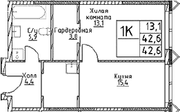1-комнатная квартира
