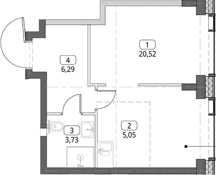 Планировка: Студия 35,6 м² в ЖК «СИТИДЗЕН»