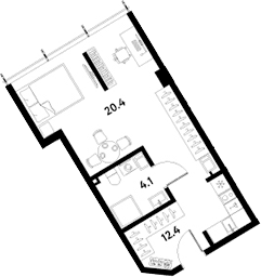 Планировка: Студия 36,9 м² в ЖК «МОСКО»