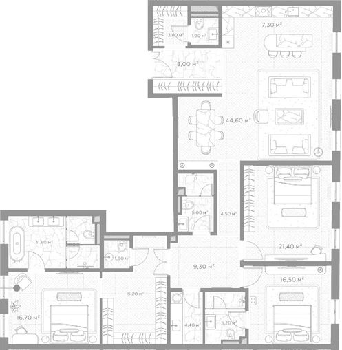 Планировка: 3-комнатная квартира 177,3 м² в ЖК «Николь»