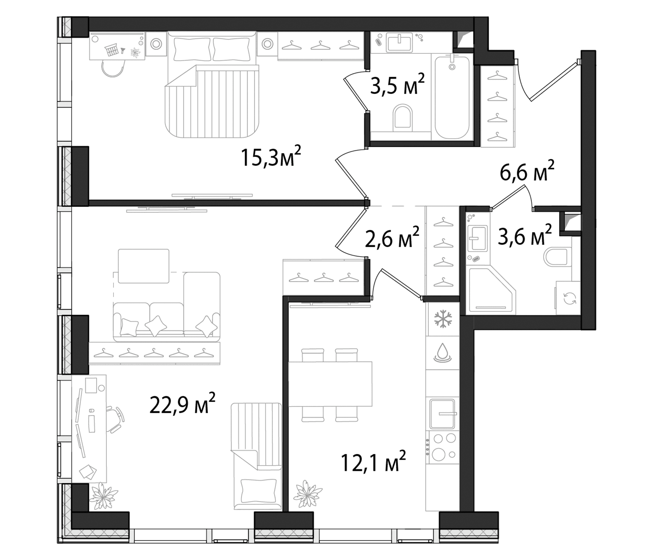 2-комнатная квартира