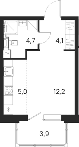 Планировка: Студия 26 м² в ЖК «М36»