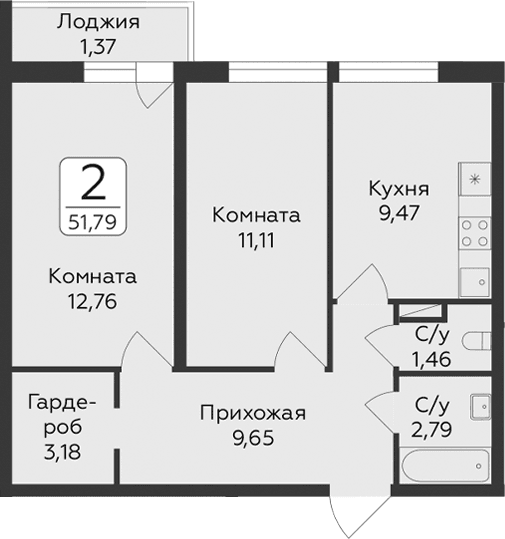 2-комнатная квартира