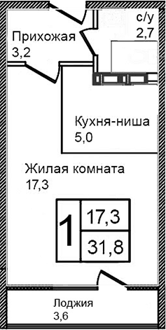 Планировка: Студия 28,2 м² в ЖК «Троицкий»