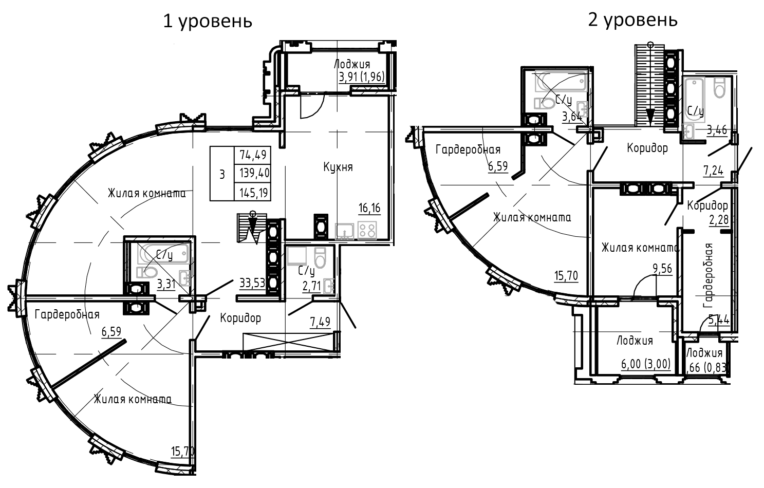 Планировка: Квартира евро-5 136,5 м² в ЖК «SHEPILEVSKIY»