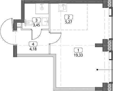Планировка: Студия 32,2 м² в ЖК «СИТИДЗЕН»