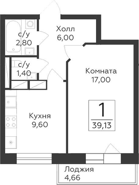 1-комнатная квартира