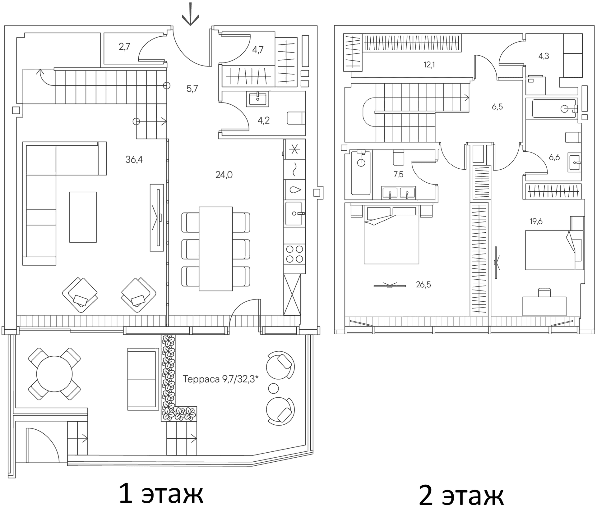 Планировка: Таунхаус 164,3 м² в ЖК «Springs»