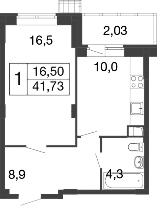 Планировка: 1-комнатная квартира 39,7 м² в ЖК «Времена года»