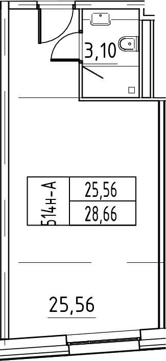 Планировка: Студия 28,7 м² в ЖК «ЙЕС Лидер»