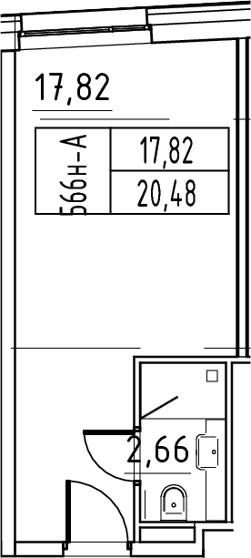 Планировка: Студия 20,5 м² в ЖК «ЙЕС Лидер»