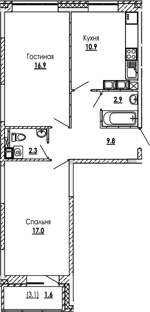 2-комнатная квартира