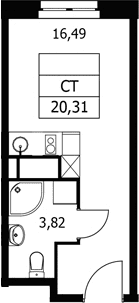 Планировка: Студия 20,3 м² в ЖК «Волковская 67»