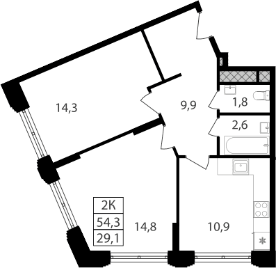 2-комнатная квартира