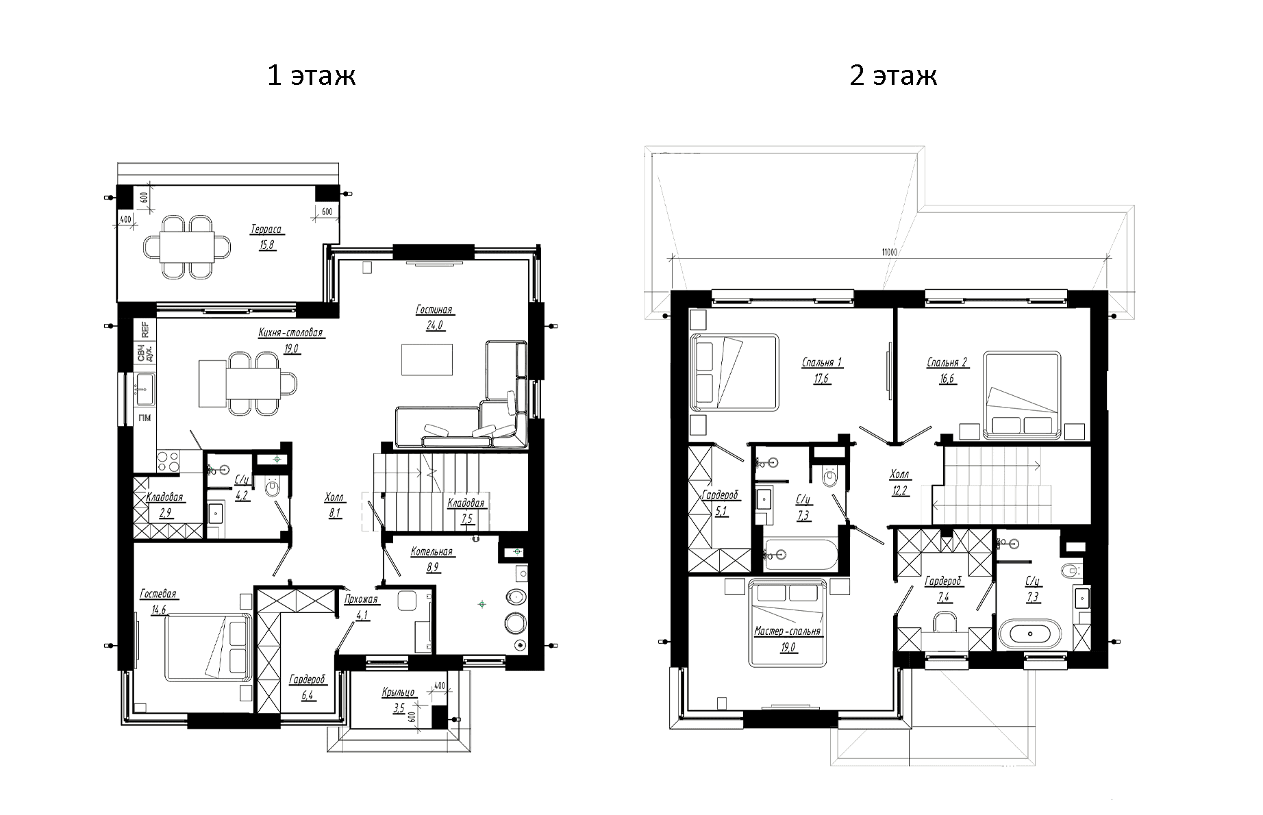 Планировка: Коттедж 194,2 м² в ЖК «Коттеджный поселок Юрьево берег»