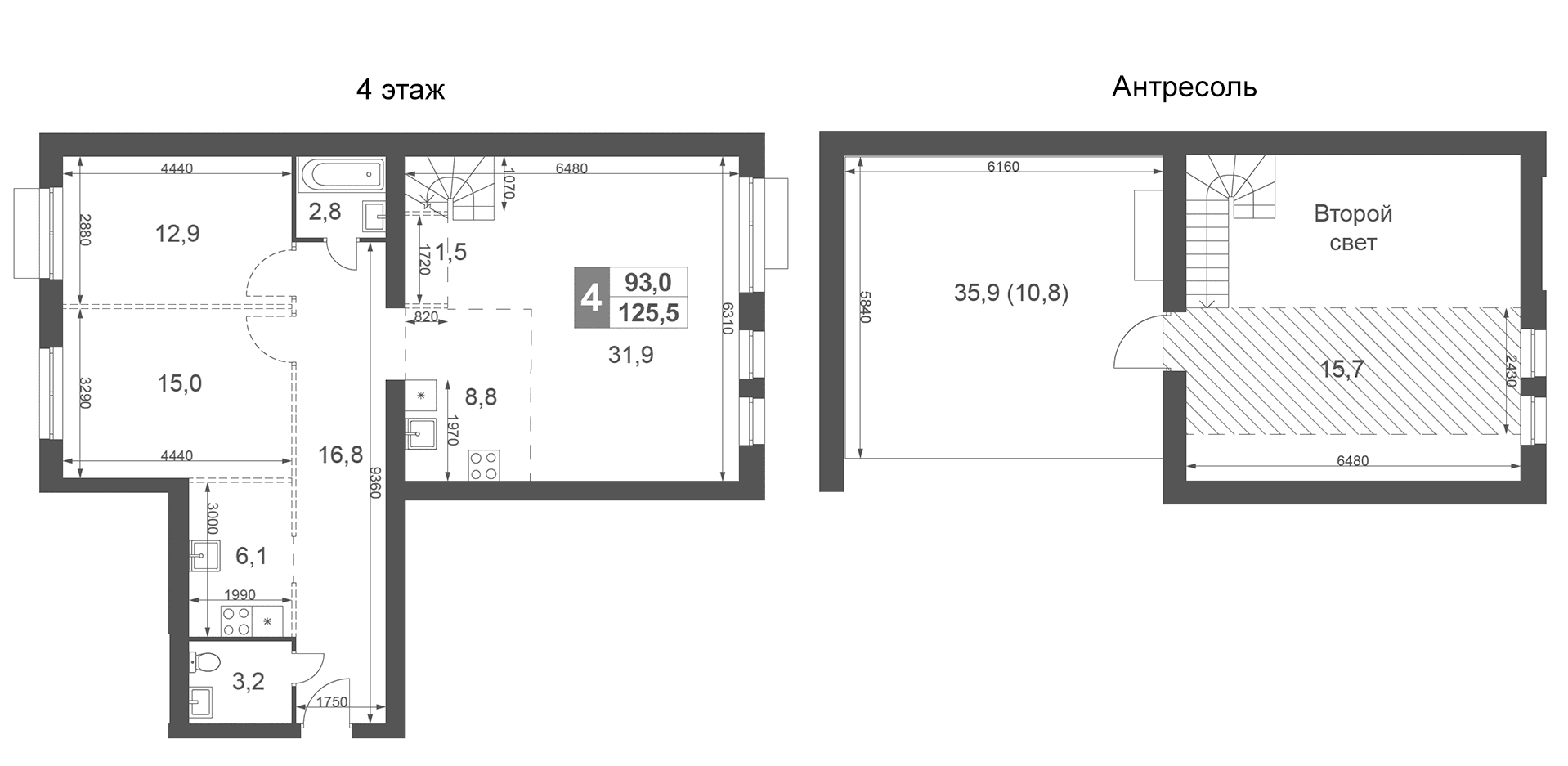Планировка: Квартира евро-4 114,7 м² в ЖК «Дубровицы Клаб»