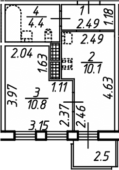 Планировка: 1-комнатная квартира 28,2 м² в ЖК «Аэросити Клаб»