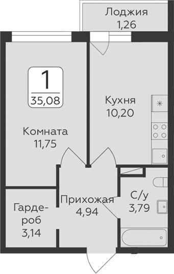 1-комнатная квартира