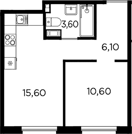 Планировка: Евродвушка 35,9 м² в ЖК «Плюс Пулковский»