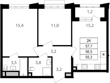 2-комнатная квартира