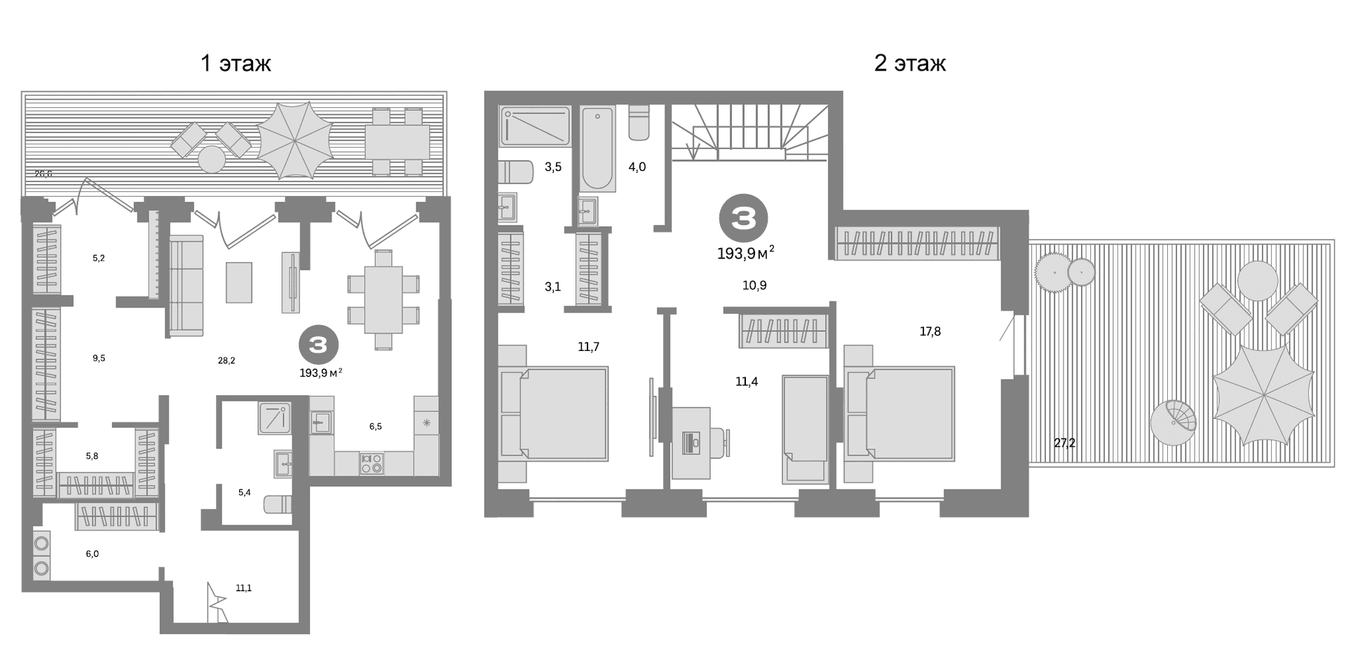 Планировка: 3-комнатная квартира 140,1 м² в ЖК «Метроном»