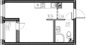Планировка: Студия 23 м² в ЖК «Новый Московский»