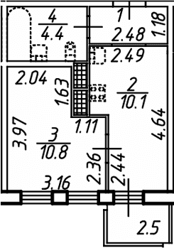Планировка: 1-комнатная квартира 28,2 м² в ЖК «Аэросити Клаб»