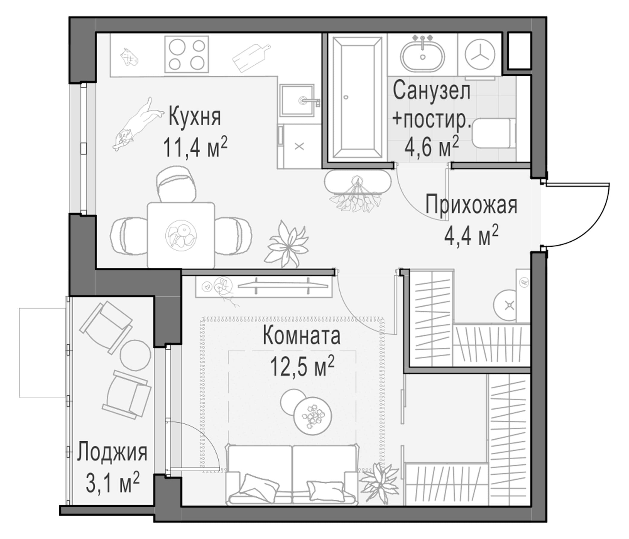 1-комнатная квартира
