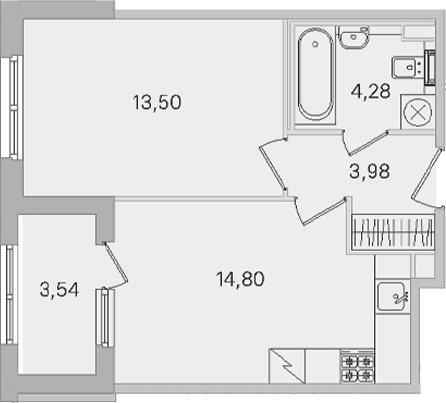 Планировка: Евродвушка 36,6 м² в ЖК «Дубровский»