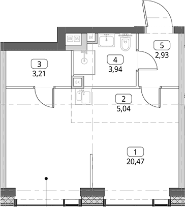 Планировка: Студия 35,6 м² в ЖК «СИТИДЗЕН»