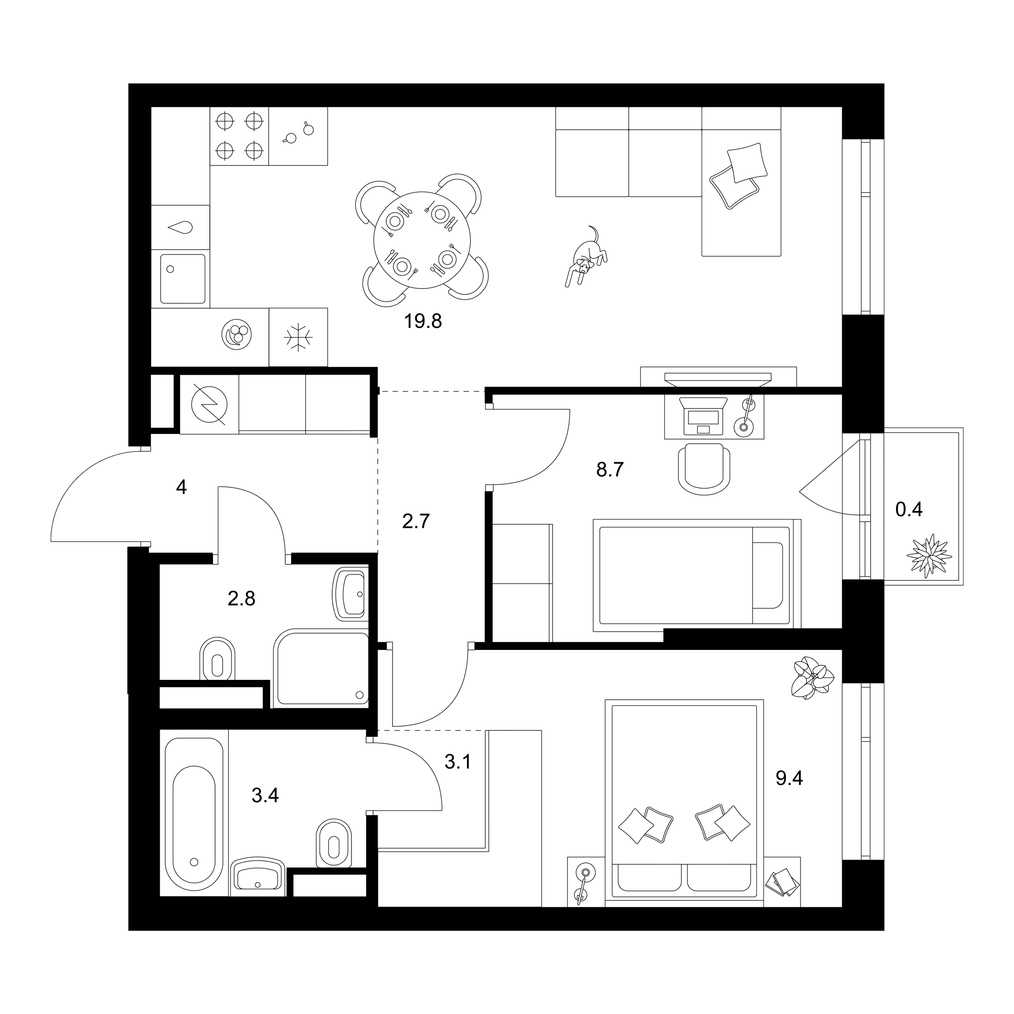 2-комнатная квартира