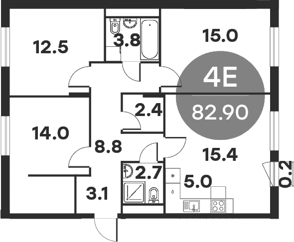 Планировка: Квартира евро-4 81,7 м² в ЖК «Равновесие»