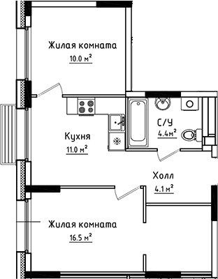 2-комнатная квартира