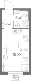 Планировка: Студия 20,4 м² в ЖК «Зеркальный ручей»
