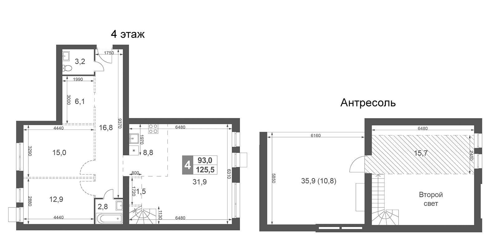 Планировка: Квартира евро-4 114,7 м² в ЖК «Дубровицы Клаб»