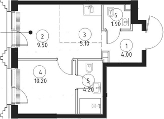 Планировка: Евродвушка 34,9 м² в ЖК «СЕТ»
