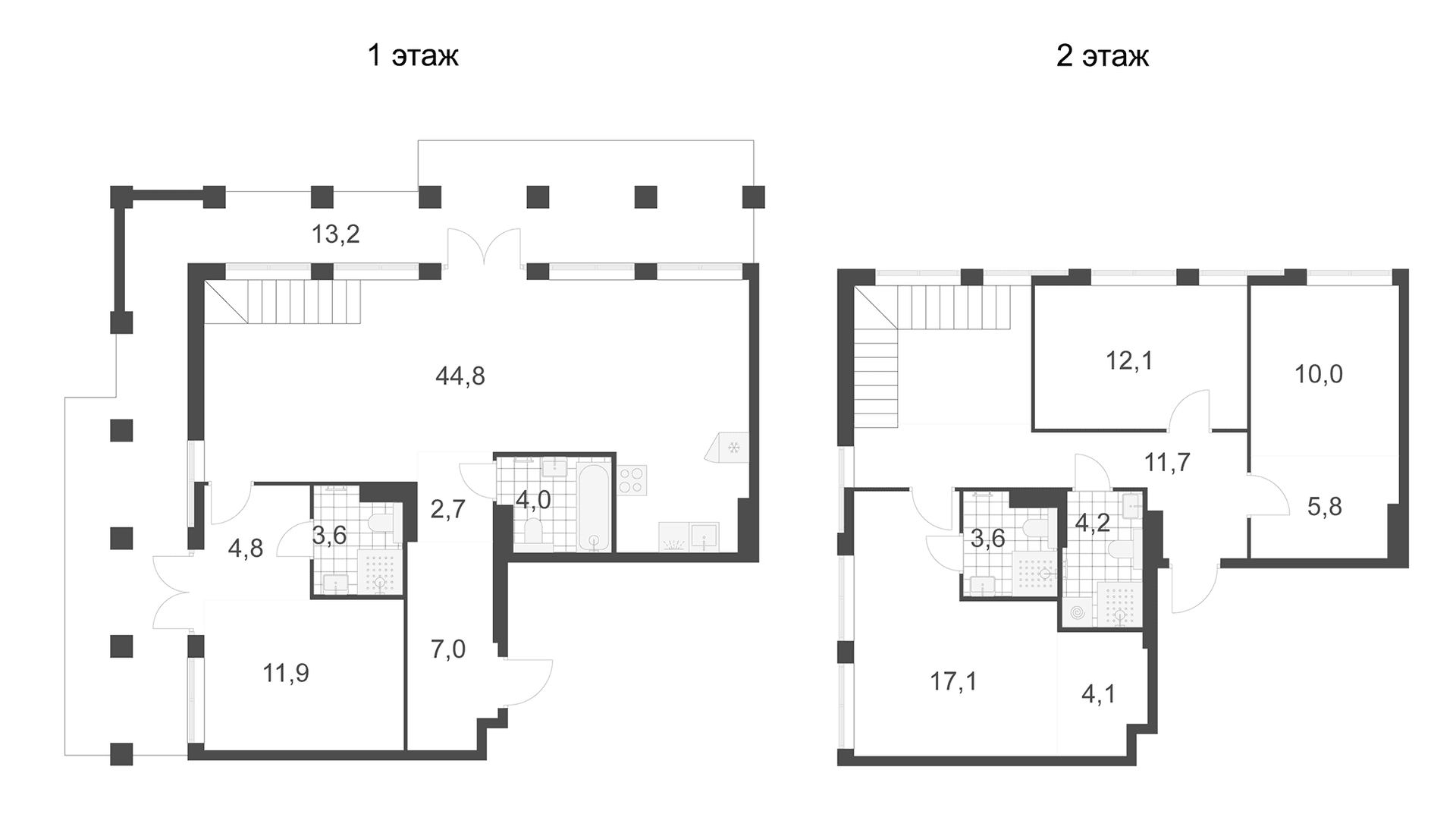 Планировка: Квартира евро-5 147,4 м² в ЖК «Деснаречье»