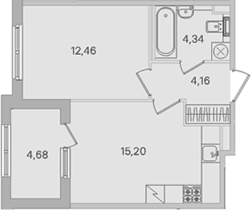 Планировка: 1-комнатная квартира 36,2 м² в ЖК «Дубровский»